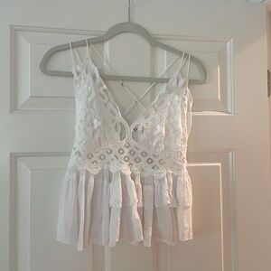 Free People Adella White Lace Cami